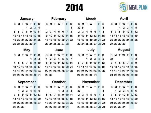 2014-calendar - $5 Meal Plan